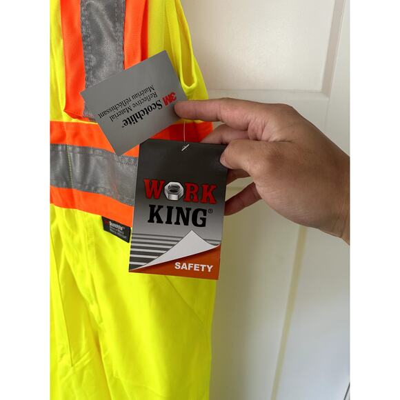 Work King High Visibility Bib Working Construction Overall Green Men Size Small - Picture 5 of 7